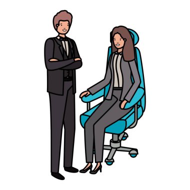 ofis sandalye ve kadın ayakta oturan adam