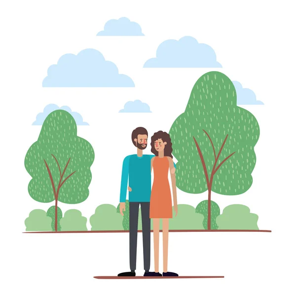 Paar op het Park Avatars personages — Stockvector