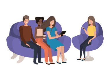 Bir grup insan smartphone kullanarak