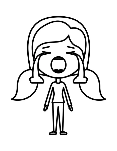 Mujer de dibujos animados llorando personaje kawaii — Vector de stock