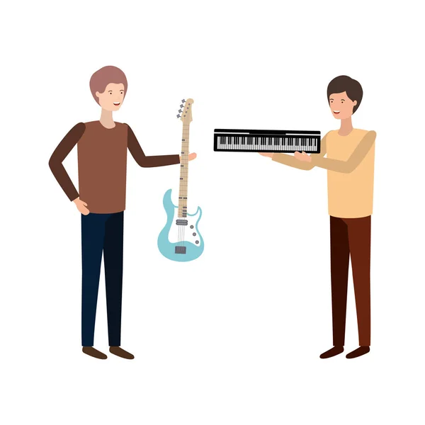 Homens com instrumentos musicais caráter —  Vetores de Stock