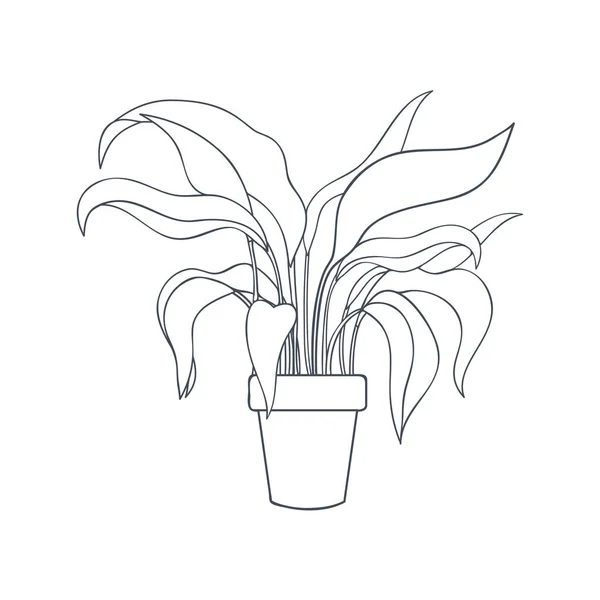 Planta de interior con maceta icono aislado — Vector de stock