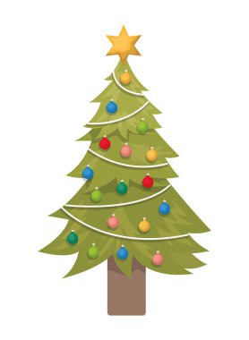 asılı topları izole simgesi ile noel ağacı