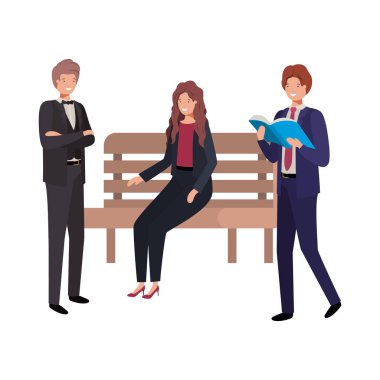 park sandalye avatar karakteri iş grubu