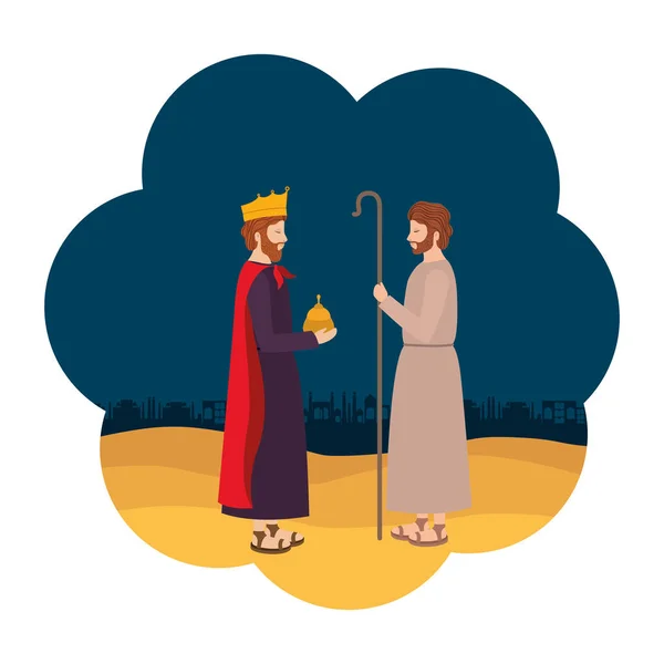 Saint Joseph avec un roi sage caractère — Image vectorielle