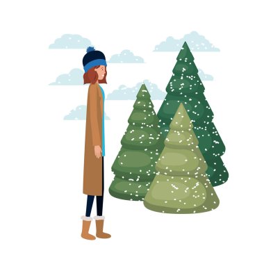 kış giysileri ve kış pines avatar karakter olan kadın