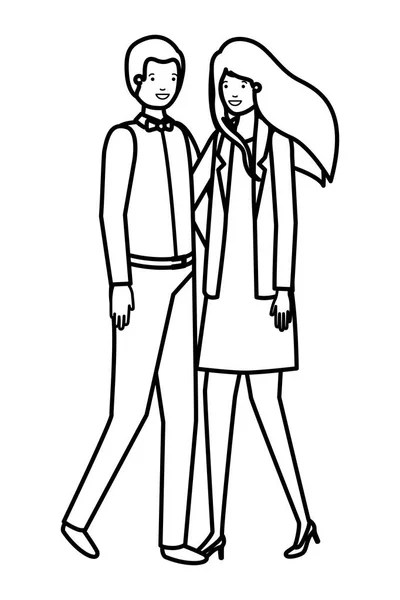 Young couple of business avatar character — ストックベクタ