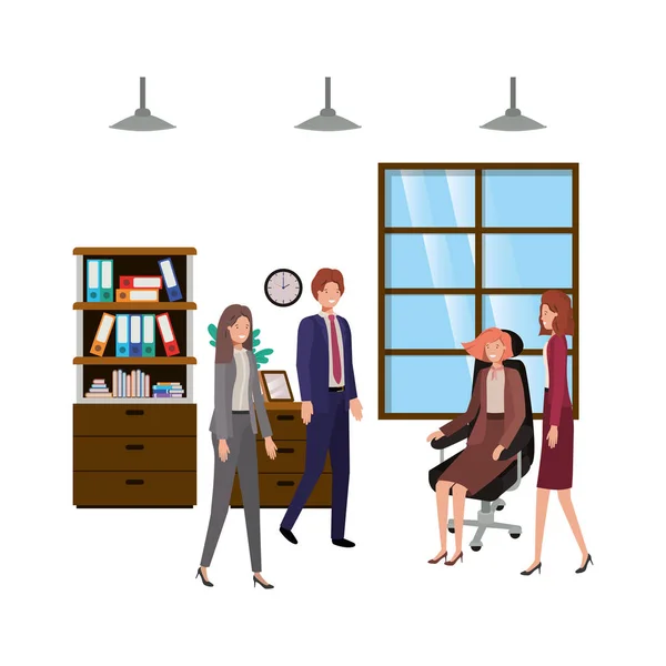 Groupe de personnes affaires dans le bureau de travail — Image vectorielle