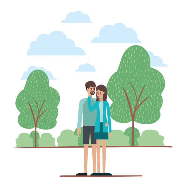 Paar auf dem Park Avatare Zeichen — Stockvektor