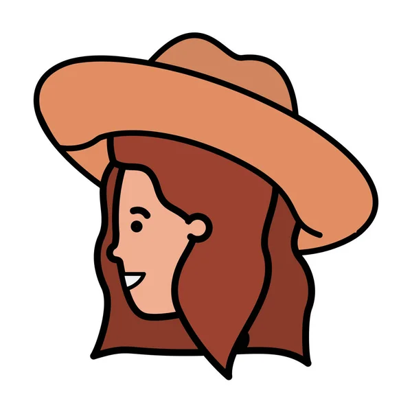 Head of woman with hat avatar character — Stock Vector