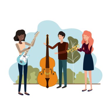 peyzaj müzik aletleri ile insanların grup