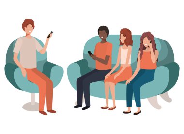 Bir grup insan smartphone kullanarak