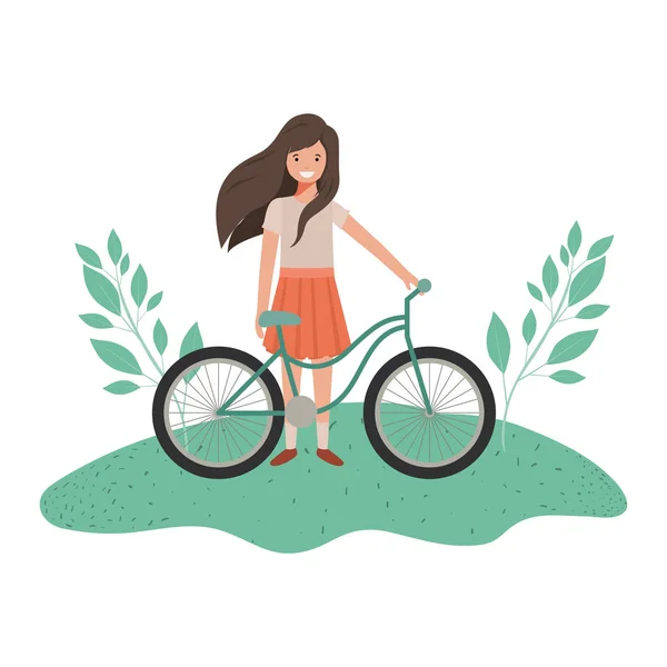 Девушка с персонажем аватара велосипеда — стоковый вектор