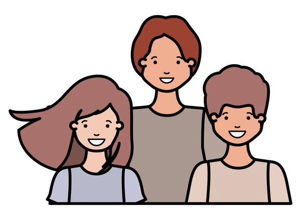 Famiglia sorridente e ondeggiante personaggio avatar — Vettoriale Stock
