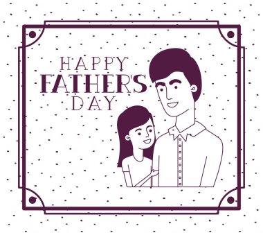 baba ve kızı karakterleri ile mutlu babalar gün kartı