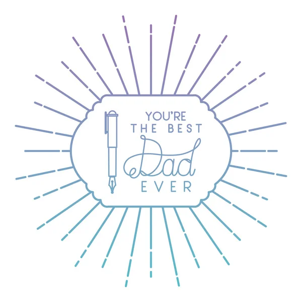 Fathers day frame sunburts with pen — Stock Vector
