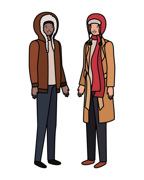 Kış giysileri avatar karakter ile erkekler — Stok Vektör