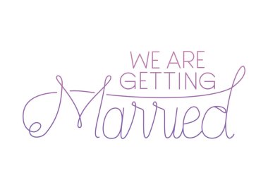 El yapımı yazı ile evli kutlama kartı