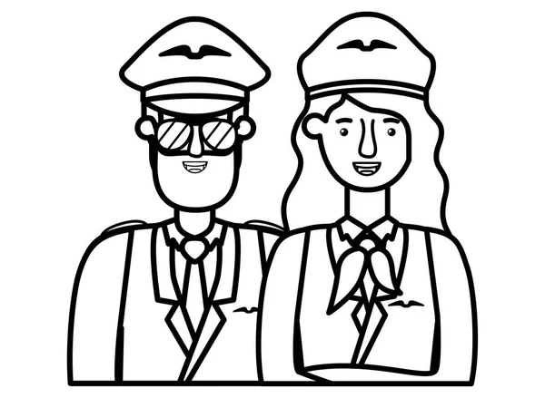 Couple of pilots avatar character — Wektor stockowy