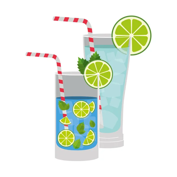 Set Tassen Cocktails Symbole — Stockvektor