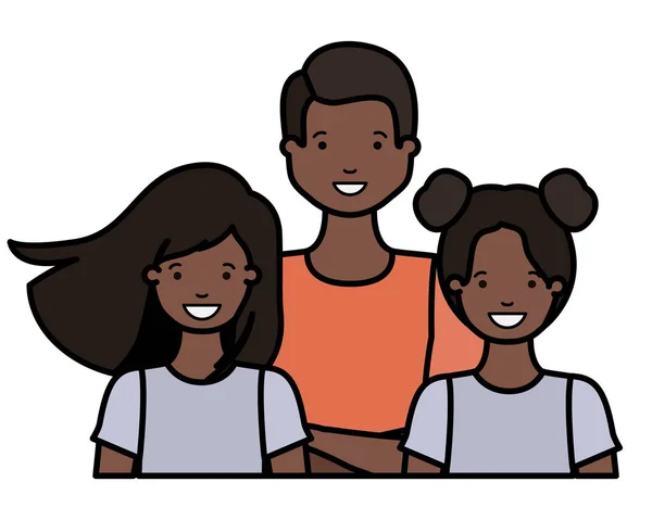 Familia sonriendo y saludando carácter avatar — Vector de stock