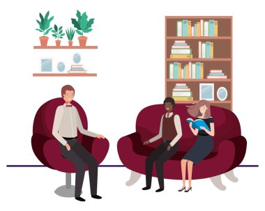 oturma odasında oturan insanlar bussiness Grup