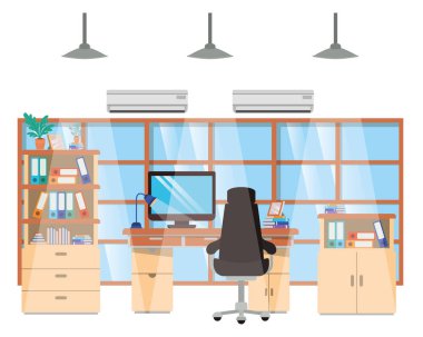ofis masası ve kitap izole simgesi ile raf