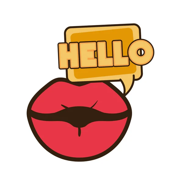 Lèvres disant bonjour personnage avatar — Image vectorielle