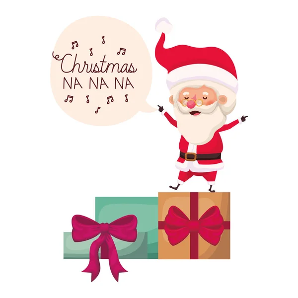 Kerstman met geschenken dozen avatar karakter — Stockvector