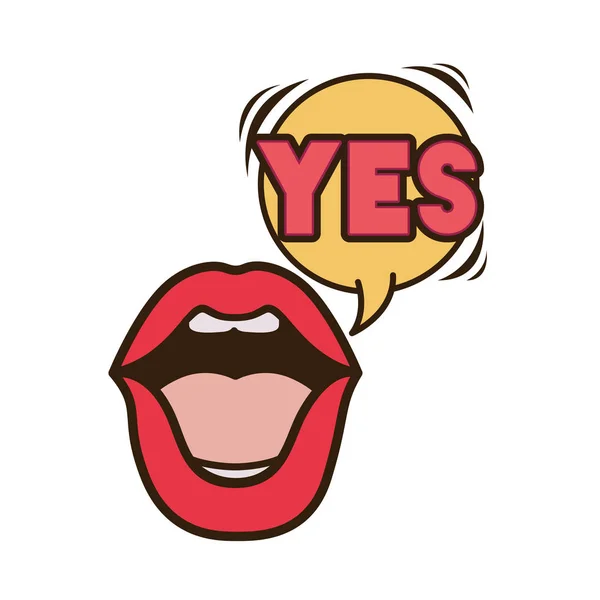 Lips saying yes avatar character — Stock Vector