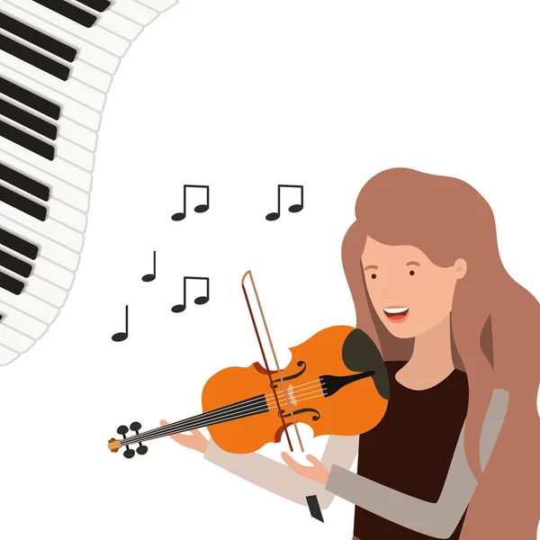 Μοτίβο της γυναίκας με χαρακτήρα βιολί — Διανυσματικό Αρχείο