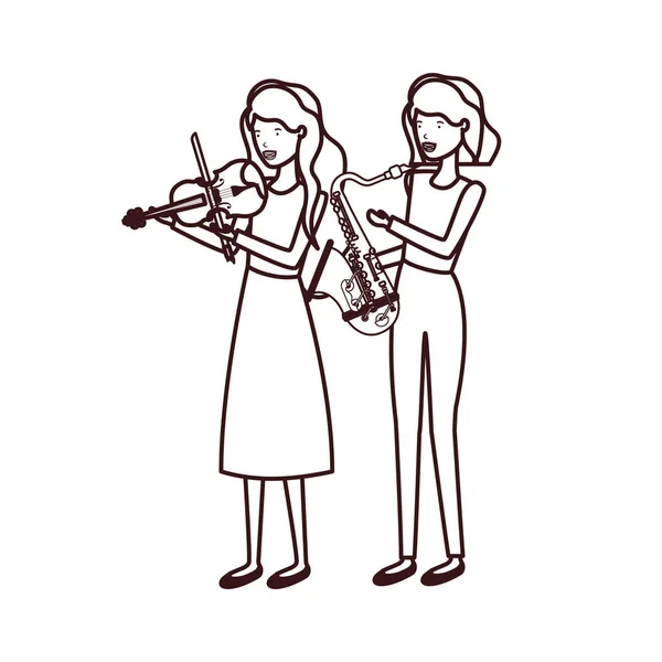 Женщины с характером музыкальных инструментов — стоковый вектор