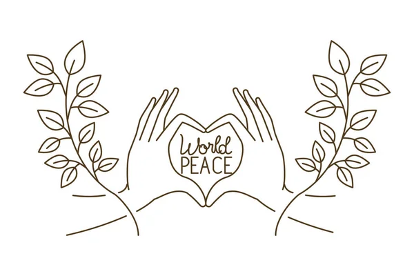 Mains formant un symbole de cœur et de caractère avatar de paix mondiale — Image vectorielle