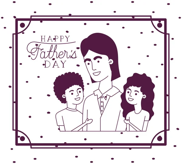 Cartão de dia feliz pais com pai e filhos —  Vetores de Stock