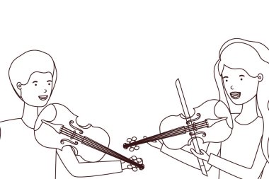 müzik aletleri ile çift deseni