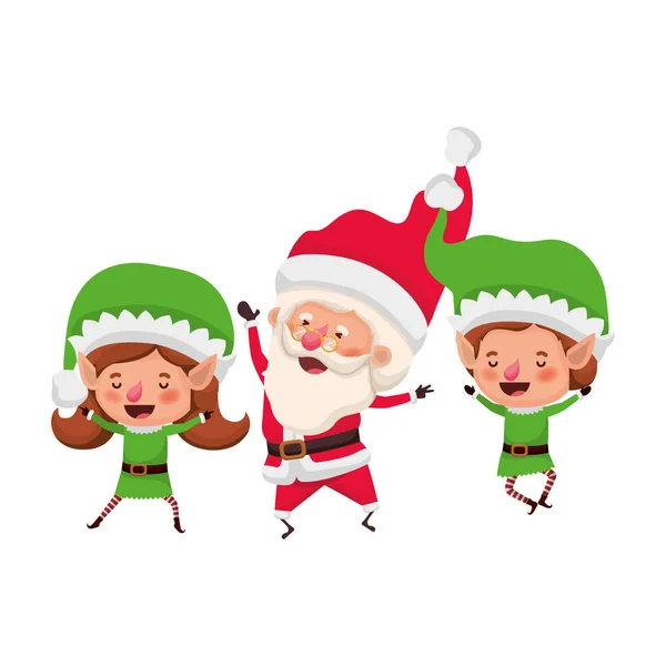 Pár elfů se Santa Clausovou avatarovou postavou — Stockový vektor