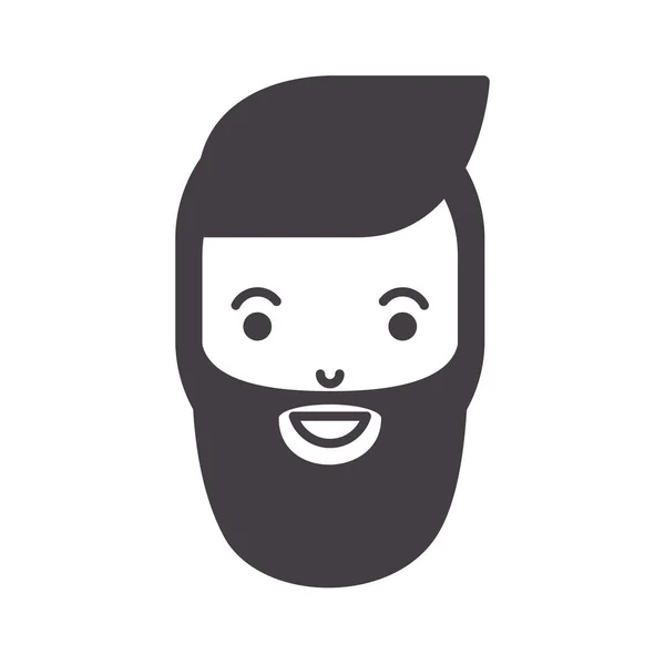 Testa giovane uomo con personaggio avatar barba — Vettoriale Stock