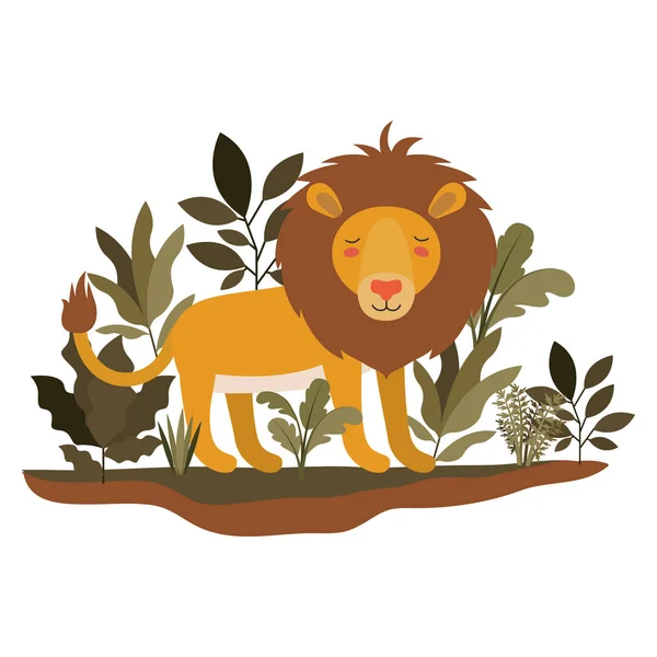 Lion sauvage dans la jungle scène — Image vectorielle