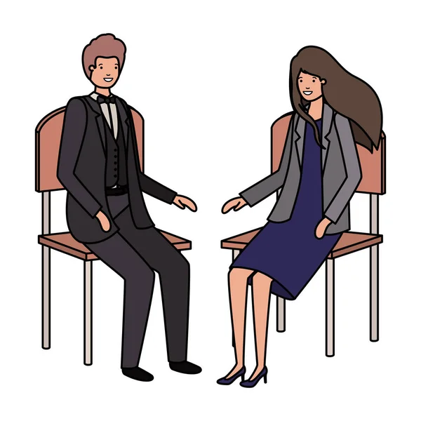 Néhány üzleti ülve szék avatar karakter — Stock Vector