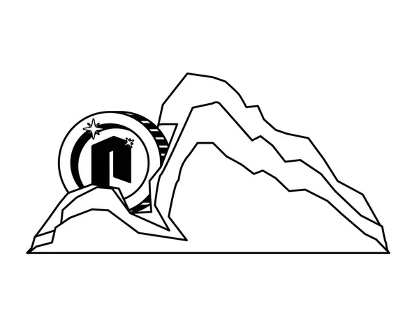 Criptomoeda neo dinheiro na mineração de montanha —  Vetores de Stock