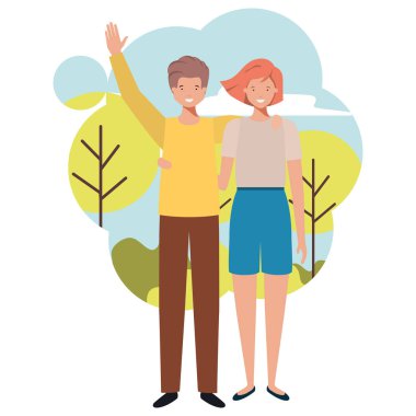 Doğada el sallayan genç bir çift