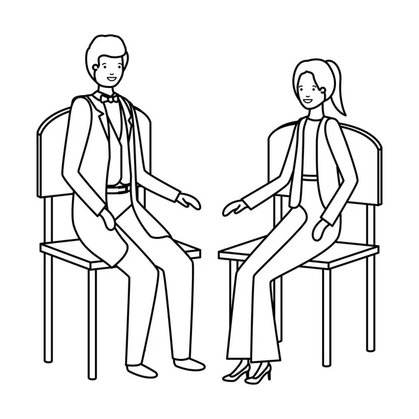 Par företag som sitter i stolen avatar karaktär — Stock vektor
