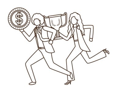 kupa ve sikke karakteri ile iş çift