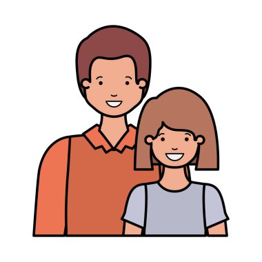 Baba ve kız Avatar karakter gülümseyen