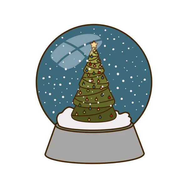 Pino de Navidad en bola de cristal icono aislado — Archivo Imágenes Vectoriales