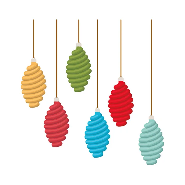 Boules de Noël décoration pendaison icône isolée — Image vectorielle