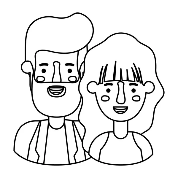 Pareja avatar caracteres iconos — Vector de stock