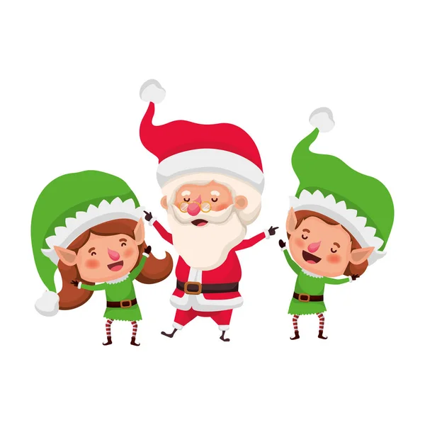 Pár elfů se Santa Clausovou avatarovou postavou — Stockový vektor
