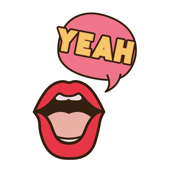 Lips saying yeah avatar character — Stock Vector