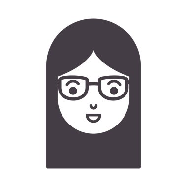 gözlük ile güzel ve genç kadın kafa